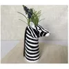 Nordic Zebra Trojan Horse Head Vase Kreative Keramik Blumeneinsatz Art Home Dekorative Tierform 211215