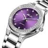 Livraison directe vente diamant montres-bracelets pour femmes acier deux tons or femme montre heure violet Quartz montre-bracelet