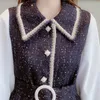 Höst Vinter Vintage Mini Dress Kvinnor Koreansk Söt Långärmad Patchwork Fake Två Piece Party Christmas Vestidos Sukienka 210514
