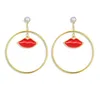 Stud Fashion Lip för uttalande Boho Eye Jewelry Geometric Heart Women Earrings Pearl Hollow2238120