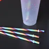 24OZ / 16OZ Hoge kwaliteit Mokken Confetti Cup met Rainbow Straw Dot Color Changing Cups PP koud water door zee JJA12128
