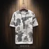 T-shirt strappata moda uomo estate T-shirt manica corta hip-hop con foro stampato Patchwork mimetico T-shirt larghe Taglie forti S - 5XL
