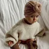 18 * 21 cm Yumuşak Rahat Bebek Türban Şapka Katı Renk Çizgili Çörek Caps Çocuk Şapkalar Saç Aksesuarları Fotoğraf Sahne