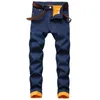 Мужские джинсы Джинсовая дизайнерская черная синяя для мужчин Размер Осень Зима Плюс Бархатная уличная одежда в стиле хип-хоп в стиле панк