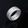 Europeiska och amerikanska Square Zircon Fiverow Drill Mens Hollow Ring Full Zircon Hiphop Hipster Ring Jinao Factory Direct S4423690