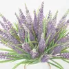 Decoratieve bloemen kransen 1 bos groot 7 vork spray paarse lavendel kunstmatige hoogwaardige nep huis bruiloft decoratie potplant