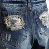 Mens Hole Denim Shorts Summer Moda Casual Slim Fit Rapped Retro Jeans Short Male Male 210322