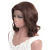 Ishow Short Wigs Lace Part Brazilian Virgin Hair 4# Human Hair Wigs Brown Colored Bob Body Wave Peruvian Indian