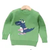 Vårt hösttröjor för pojkar Lovely Cartoon Dinosaur Knitwear Långärmad Varm Barnkläder Y1024