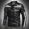 Skórzana kurtka dla mężczyzn jesień motocykl kurtka męska odzież obrzeżowa inteligentny rowerzysta kurtka Slim Fit Stand Stand Collar Faux Leather 211009
