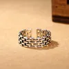 Hollow Square Silver chain Band Rings open adjustable Knot Finger Ring Fashion Jewelry for women men Will and sandy