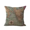 Linen Cotton Throw Pillow Case 45cm Map Tree Fruit Crown Animal Pattern Square Cushion Cover Pillowcase Sofa Bed Home Decor