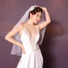 Bridal Veils Pearl Two Layers Short Tulle Veil Wedding White Without Comb Mariage Vail Veu De Noiva Weeding Accessorie