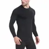 T-shirt da uomo per sport all'aria aperta, ad asciugatura rapida, a compressione, traspiranti, a maniche lunghe, aderenti, da corsa, da jogging, da basket, fitness, taglia S-XXL Nero Grigio