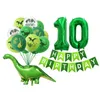 Dinosaurier Latexballons Grüne alles Gute zum Geburtstag Banners Nummer Balls Jurassic Periode Thema Kinder Boy Party Dekoration 220225