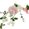 Sztuczna Rattan Peonia Rose Leaves Roślin Dekoracje Ślubne Długie Rattan Home Wall Wiszące Wiszącym Kwiat Układ RRD11990