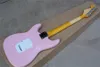 Anpassad butik Relic Aged Pink Electric Guitar Rosewood Fingerboard Tremolo Bridge Whammy Bar Vintage Tuners HSS Pickups