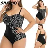 Plus Size Maillots de bain Femmes Monokini Sexy String rembourré Maillot de bain Body Femme Grand Maillot de bain 6XL 210625