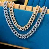 13mm Miami Cuban Link Chain Gold Sier Color Choker for Women Iced Out Crystal Rhinestone Necklace Hip Hop Jewlery