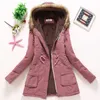 Ailegogo Women Winter Wojskowe płaszcze bawełniana Watowana Kurtka z kapturem Casual Parka Grubość Ciepłe XXXL Rozmiar kołdra Śnieg Znaki 210916