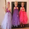 Girls Yellow Crochet Tutu Dress Baby Fluffy Tulle Strap Dress Ball Gown with Flower Headband Kids Cosplay Clothes Princess Dress Q0716