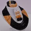 Earrings & Necklace Black Gold AB Nigerian Wedding African Beads Jewelry Set Crystal Beaded Gifts 8LBJZ03