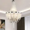 Nordic Chain Tassels Luksusowe lampy żyrandolowe Aluminium Wiszące światło do salonu Hotel Sypialnia Home Decor Chandelier Oświetlenie