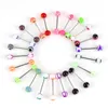 100 adet / grup Vücut Takı Moda Karışık Renkler Dil Tounge Yüzük Barlar Halter Dil Piercing C3