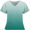 Lato 2 tasche Gradiente Color Color Nurse Tshirts con scollo a V Scrub per infermieri T Shirt da donna Manica corta da donna Top Studente medica RN Tee Sport Shirt Shirt Sport GQ2LN6J