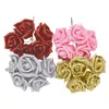 Dekorativa Blommor Kransar 10st Glitter Skum Rose Artificial Flower Bröllop Dekoration Party Bridal Bouquet Födelsedag Garland Tillbehör