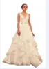 Paloma blanca bahar gelinlik v boyun dantel aplike bir çizgi gelin elbisesi basit kolsuz süpürme tren elbiseler247a