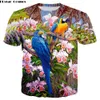 Parrot T Shirt Uomo Flower Tshirt Hip Hop Tee brid T-shirt con stampa 3d Cool Uomo donna Abbigliamento Casual Top felpa camicia 7XL 210324