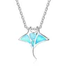 Bohemen blauwe imitatie opaal schattige kwallen hanger ketting regenboog geboortesteen walvis dier ketting vrouwen oceaan strand sieraden G1206