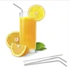 Metal Reusable Straw 304 Stainless Steel Straight Bent Drinking Straws with Cleaning Brush for Coffee Tea Fruit Juice