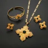 Ketting oorbellen set roodblauw groen kristalsteen 24k gouden kleur Afrikaanse Ethiopische Eritrese Habesha -vrouwen