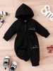 Baby Heart Print Slant Pockets Hooded Jumpsuit Zij