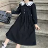 Cute Lalki Collar Potargany Pełna Rękaw Długa Sukienka Jesień Gothic Lolita Kobiety Wiktoriańska Słodka Spódnica 210604