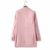 giacche lunghe da donna vintage autunno rosa modello twill abiti da donna cappotti femminili con bottoni casual giacca allentata per ragazze 210430