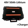 Pacco batteria agli ioni di litio 48V 50Ah per moto triciclo ad accumulo di energia solare 2000W ebike carrello da golf scooter + caricatore 5A
