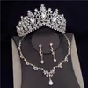 Orecchini Collana Splendidi set di gioielli da sposa in cristallo per le donne Fashion Diademi Collane Set Wedding Crown Bride Jewellry