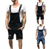 Mäns Jeans Män Sommar Casual Denim Shorts Jumpsuit Ripped Dungarees Fickor Lösa Overaller Skrapa Fashion 2021 Hålbyxor