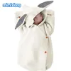 ベビーカーの冬の暖かい幼児の乳幼児スワドルラップ秋のウサギニット封筒211025