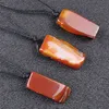 Irrégulier Pierre Naturelle Agate Rouge À La Main Corde Chaîne Pendentif Colliers Pour Femmes Hommes Décor Bijoux Accessoires De Mode