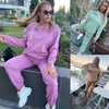European American women's Tracksuits spring and autumn fashion printed sweater casual two-piece suit