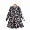 Mini abito da donna con stampa floreale a strati con volant femminile Abiti a maniche a nove quarti High Street Vestido allentato D7002 210430