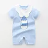 Baby Boys Girls Lapels Collar Rompers Summer Newborn Infant Short Sleeve Cotton Rompers Baby Infant Girl Designer Clothes