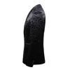 Chaqueta de vestir de terciopelo negro de lujo para hombre, chaqueta de traje de esmoquin con cuello chal de un botón para hombre, chaqueta de escenario para fiesta de boda para hombre 210522