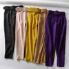 Vrouwen elegante zwarte broek sjerpen zakken rits vliegen effen dames streetwear casual chique broek pantalonen 9 kleuren 210706