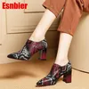 Zapatos de vestir 2021 bombas de mujer suave piel de oveja otoño cremalleras floral color puntiagudo punteado tacones altos boda