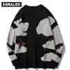 Harajuku vintage cartoon anime knitted sweater men winter oversized men's rock hip hop rap pullover women jumper ugly sweater 211221